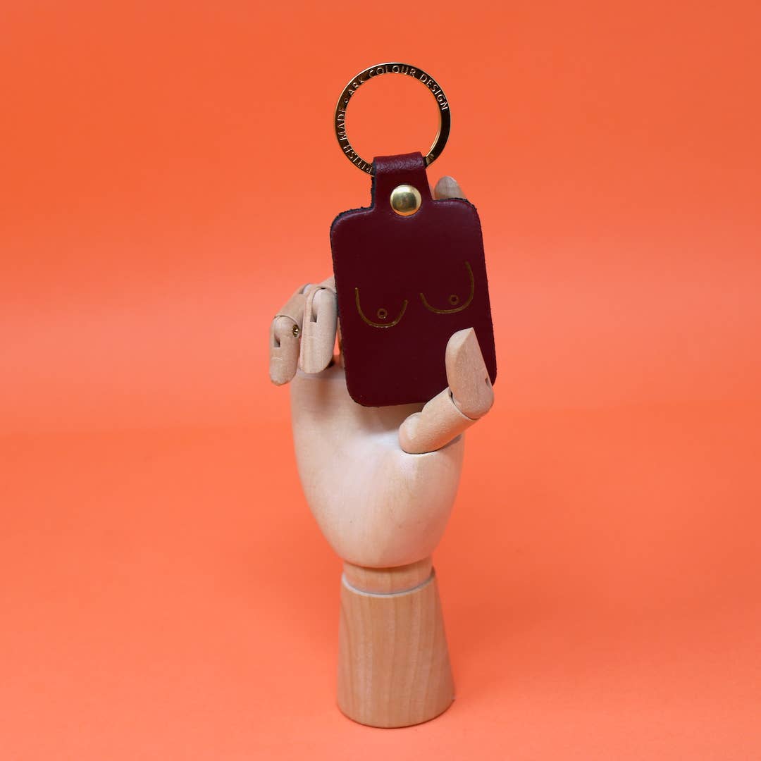 Boob Leather Key Fob: Oxblood