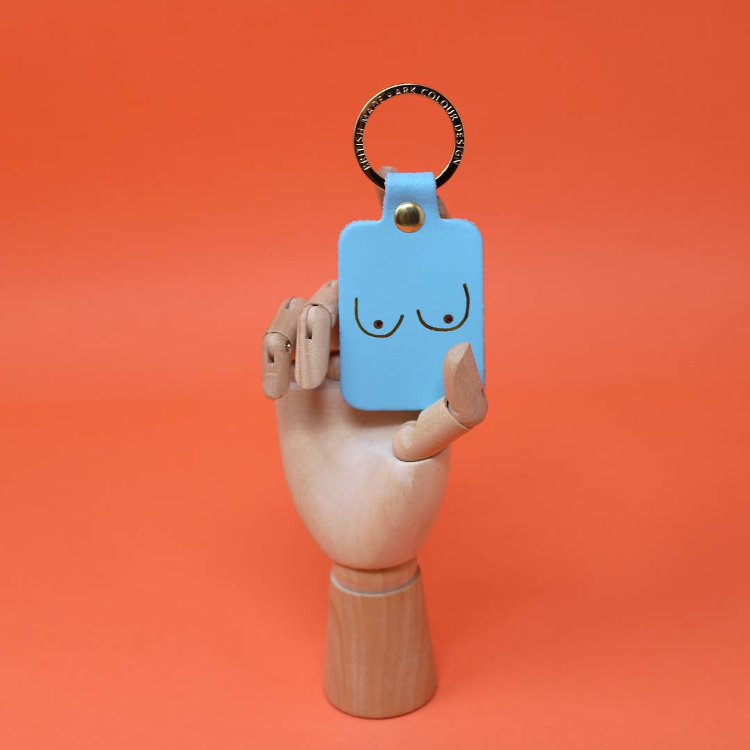 Boob Leather Key Fob: Coral