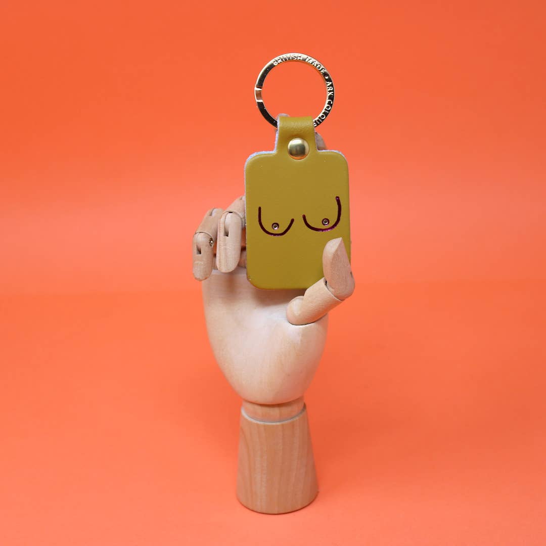 Boob Leather Key Fob: Coral