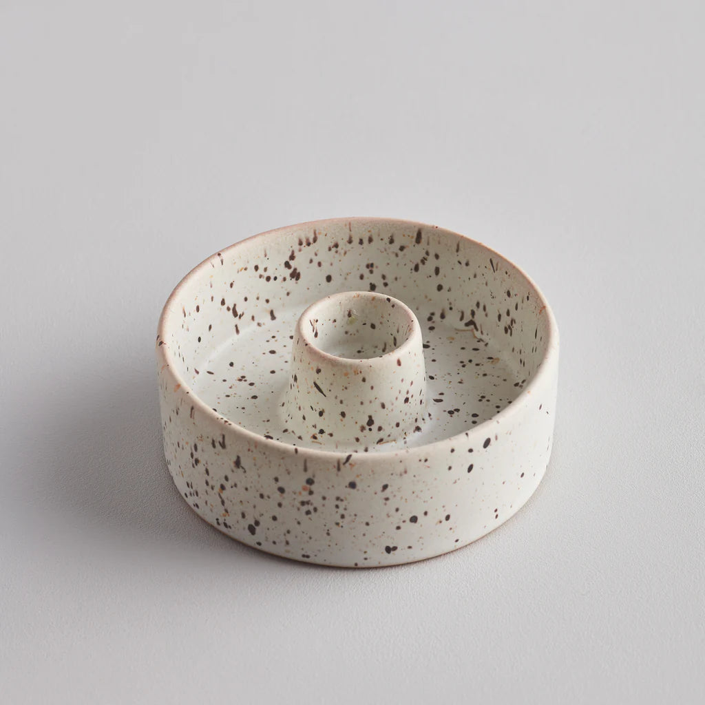Plate Candle Holder Stone Speckle