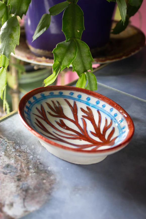 Jaipur Hand Painted Indian Soap Dish 'Coral'