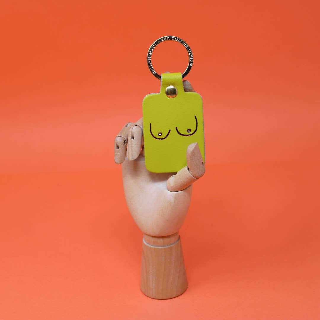 Boob Leather Key Fob: Coral