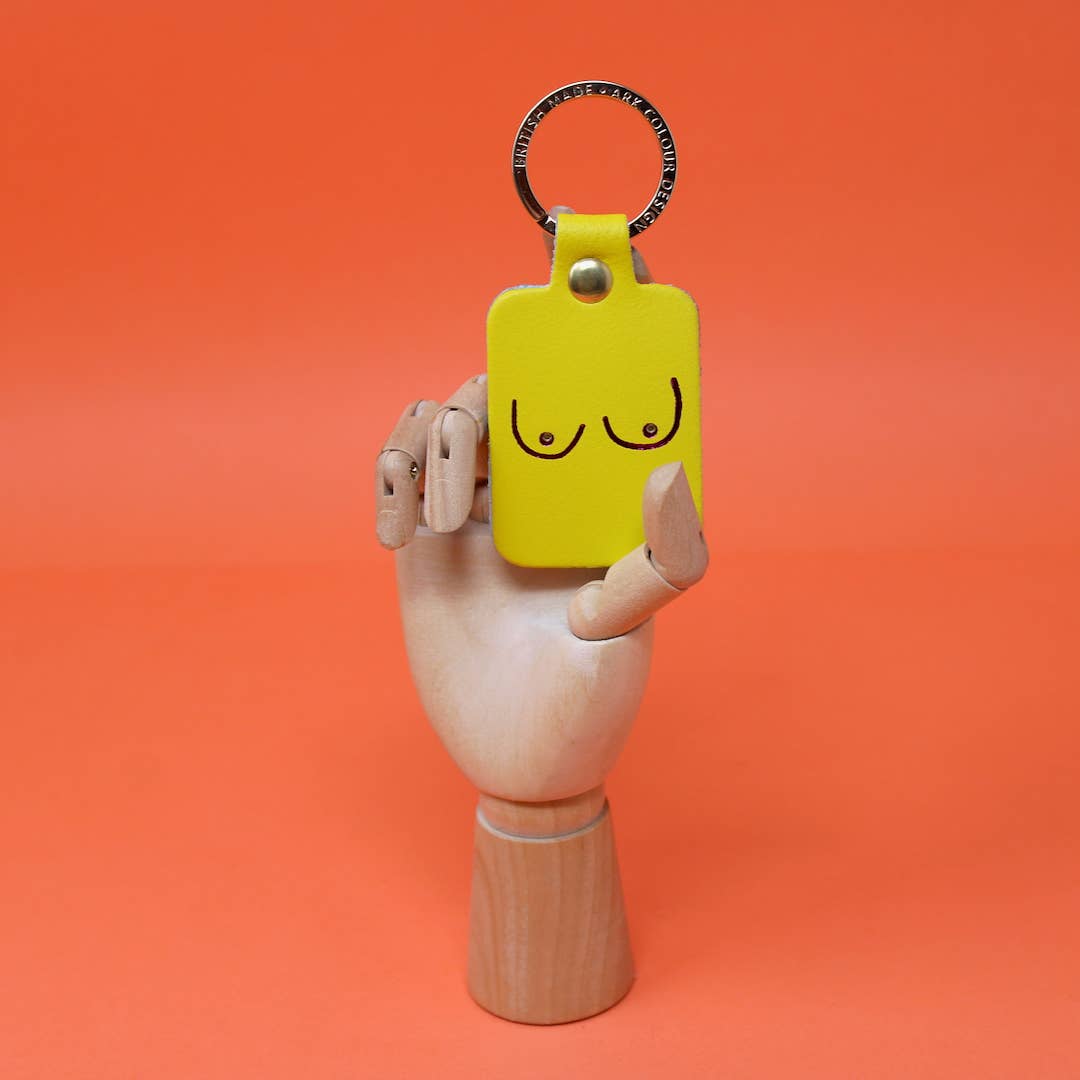 Boob Leather Key Fob: Coral