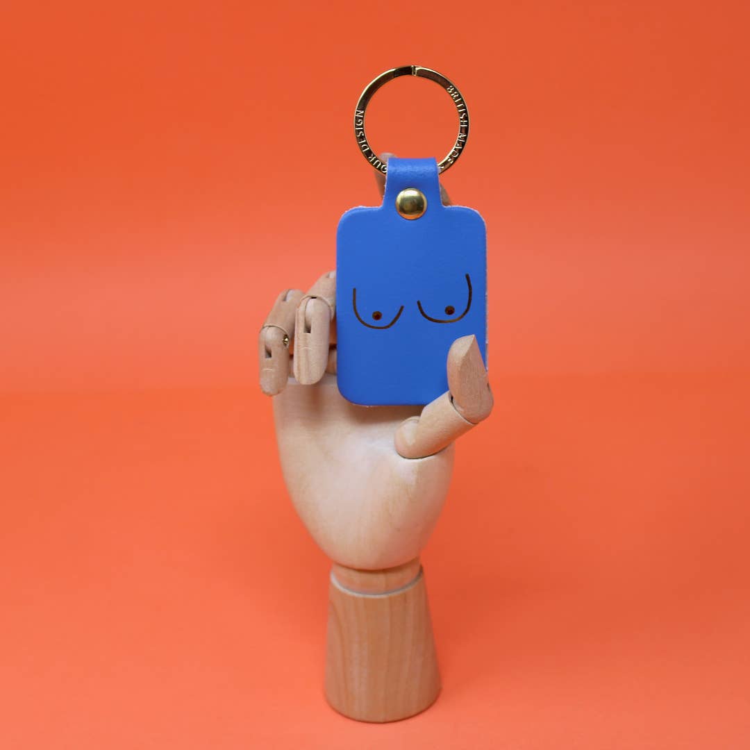 Boob Leather Key Fob: Coral
