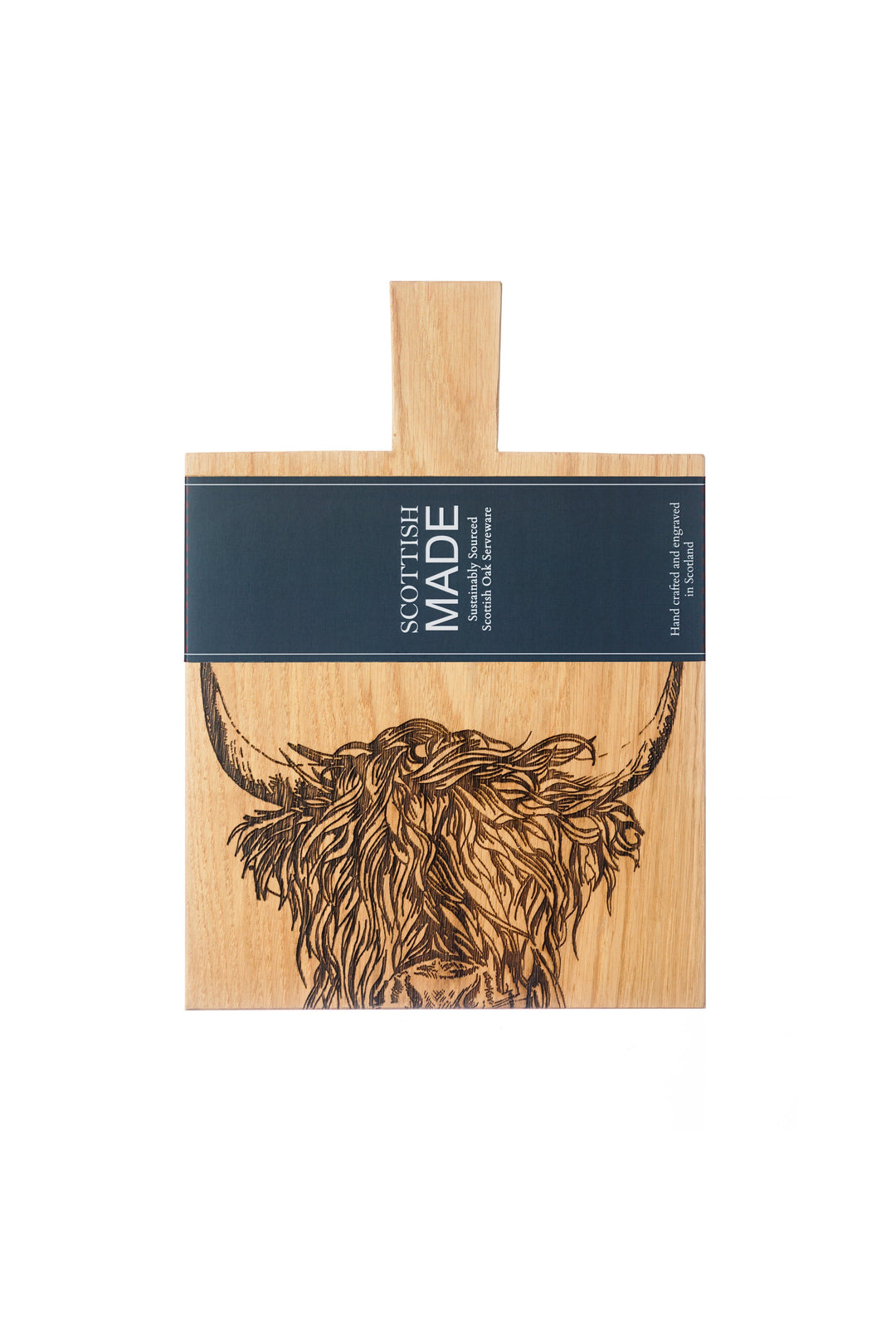 Medium Highland Cow Etched Oak Paddle