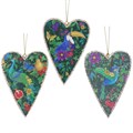 Paradise Garden Birds Wood Heart Dec, 2as,  (LxWxD) 11x7x1cm