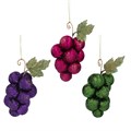 Brocade Grape Bunch w Metal Leaf Dec, 3as,  (LxWxD) 14x5x5cm