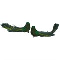 Green Glitter/Feather Curly Tail Bird Clip,  (LxWxD) 5x15x4cm