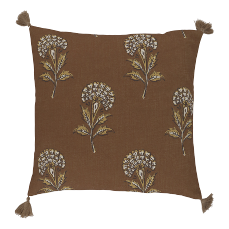 Aix Cushion With Tassels & Flower Pattern