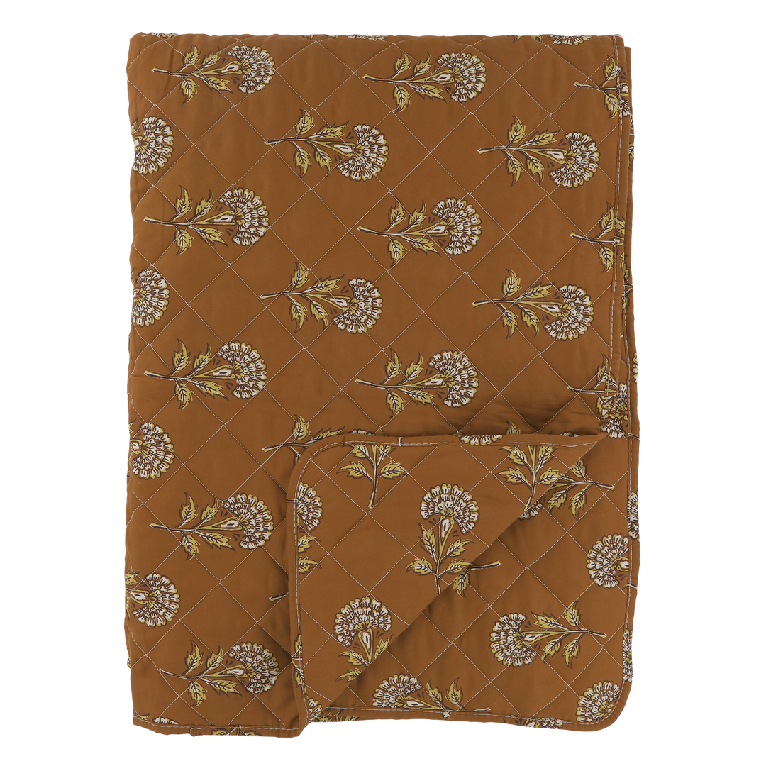 Aix Quilt With Flower Pattern Terracotta