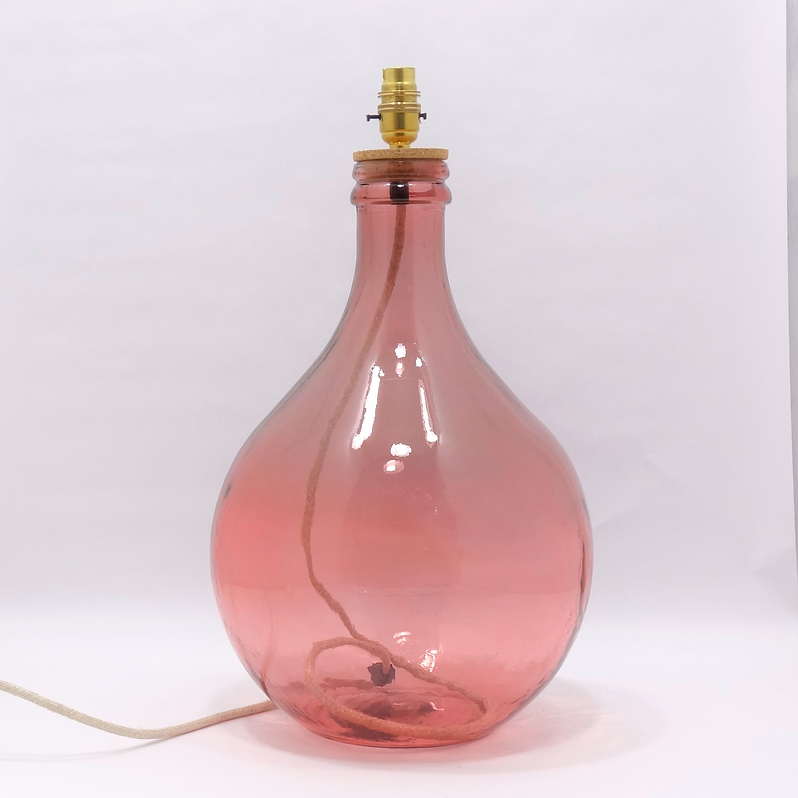 49cm Garrafa Recycled Glass Bottle Lamp Pink