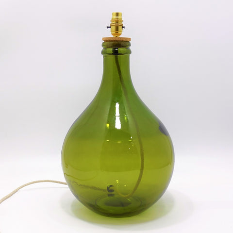 49cm Garrafa Recycled Glass Bottle Lamp Olive Green