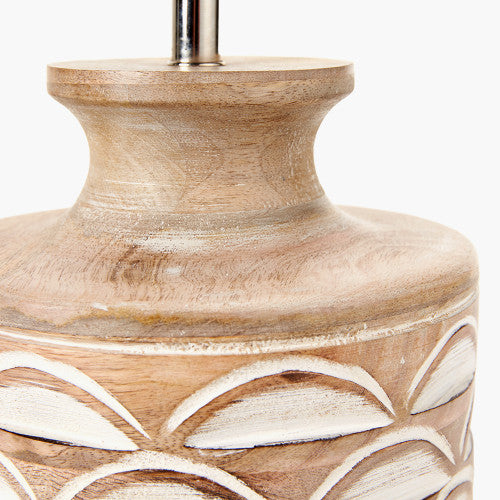 Kingsbury White Wash Carved Wood Table Lamp Base