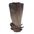 Stoneware Vase 21cm - Brown Reactive w Mushrooms Detail