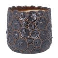 Stoneware Pot Cover 16cm - Brown Metallic Mushroom