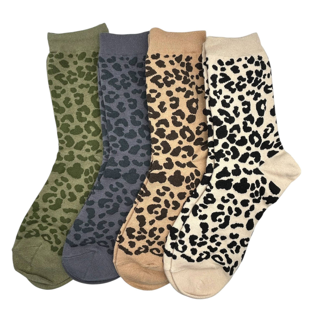 Leopard single socks - Ivy / Charcoal / Sand / Cream: Ivy