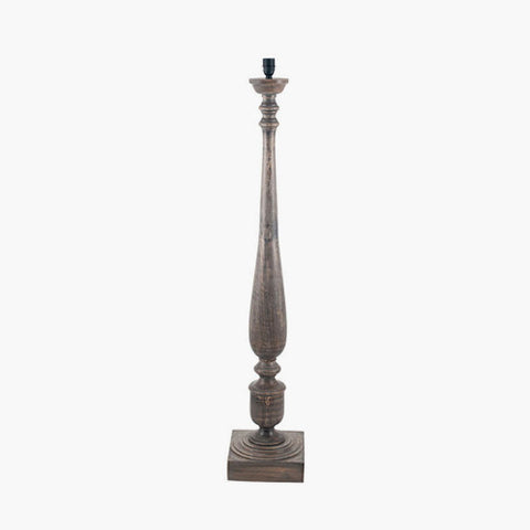 Alia Grey Wash Turned Mango Wood Floor Lamp