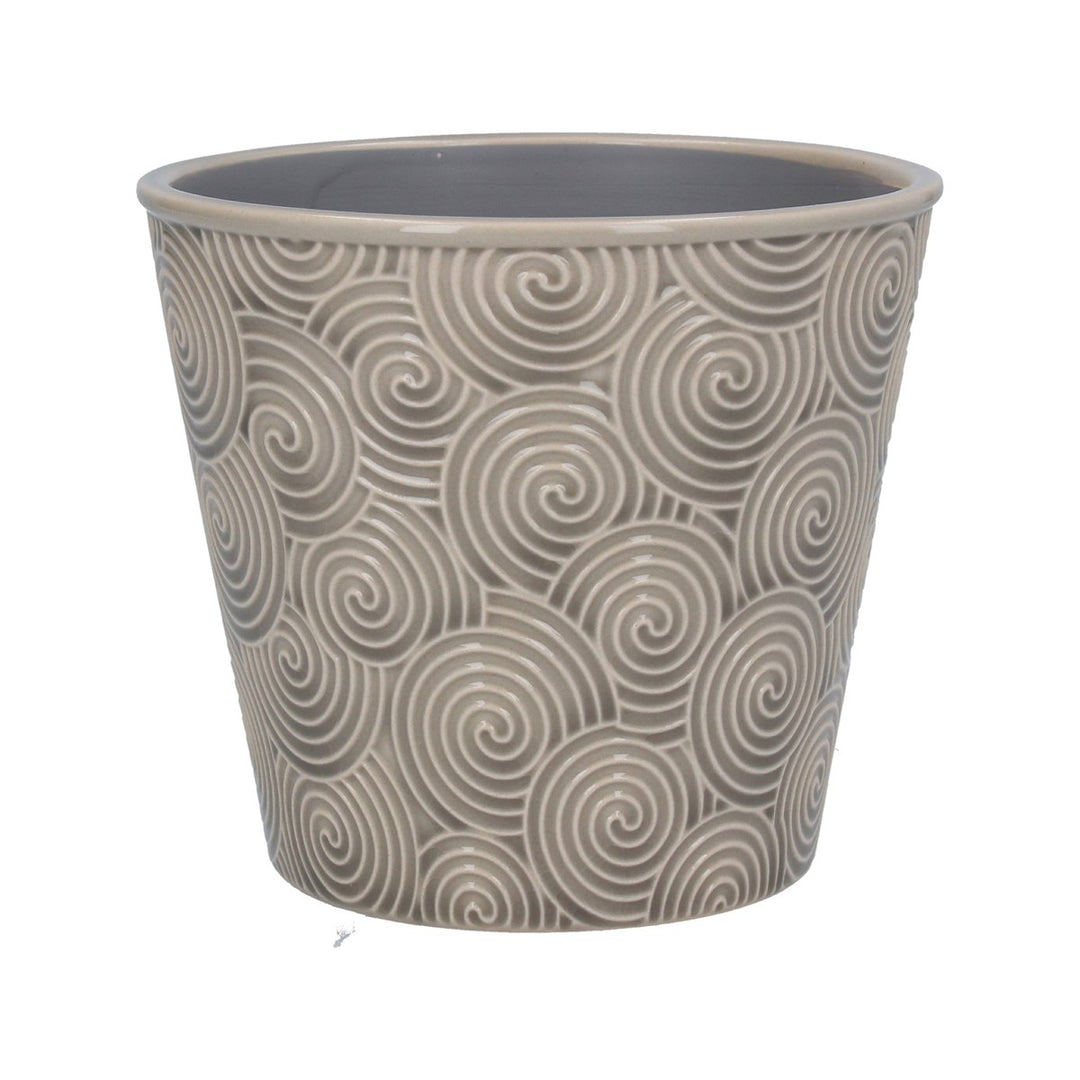 Grey Spiral Stoneware Pot Cover, Large