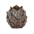 Porcelain T-lite Holder 10cm - Blue/Brown Reactive Glaze Artichoke