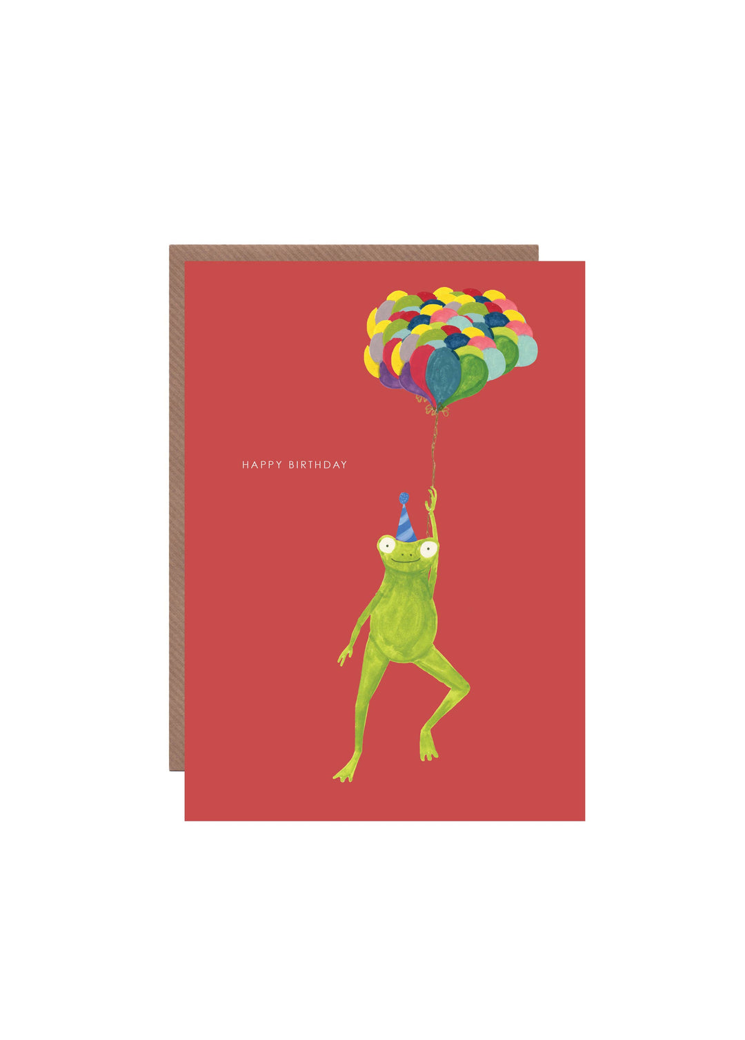 'Frog and Balloons' Birthday Greetings Card: Nested/Naked