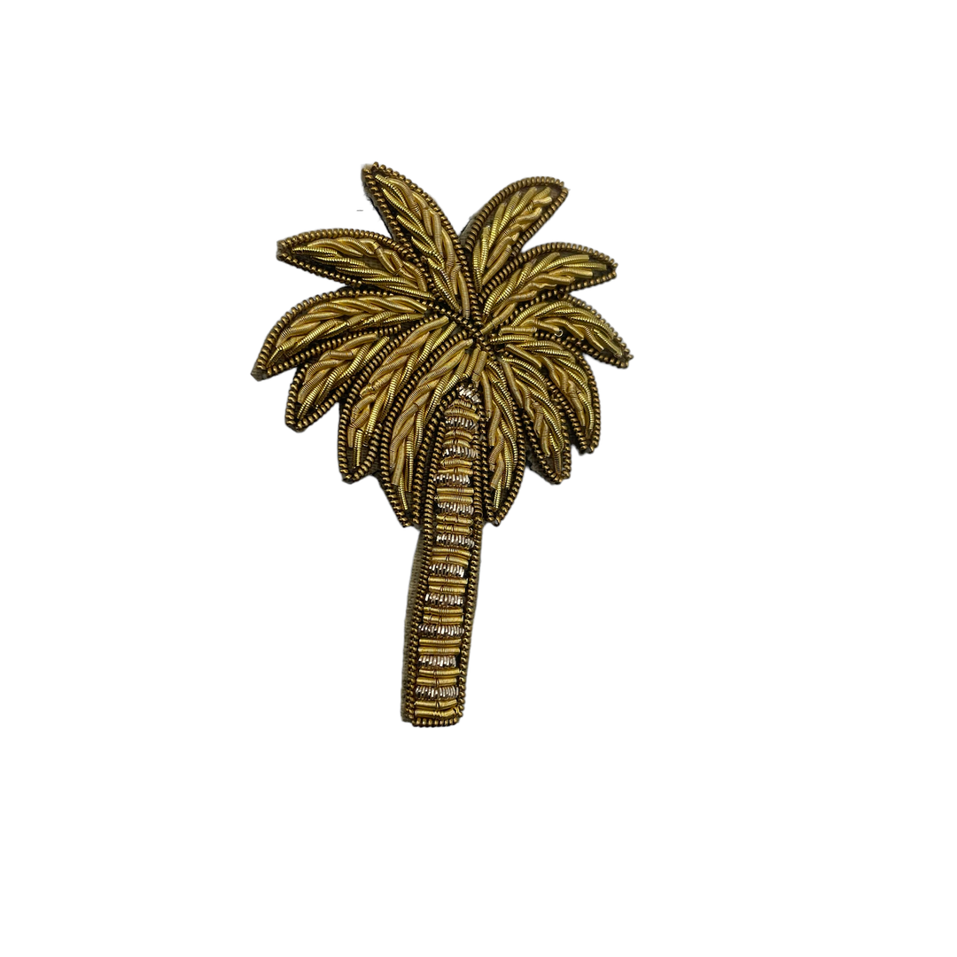 Sand palm make-up bag & palm tree pin - recycled velvet: Small