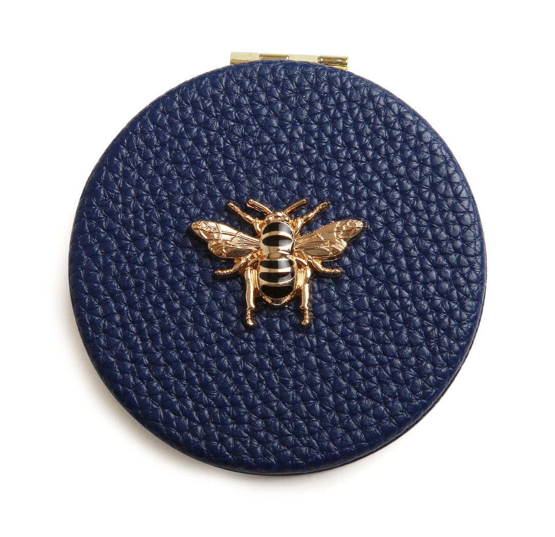 Navy Round Compact Mirror