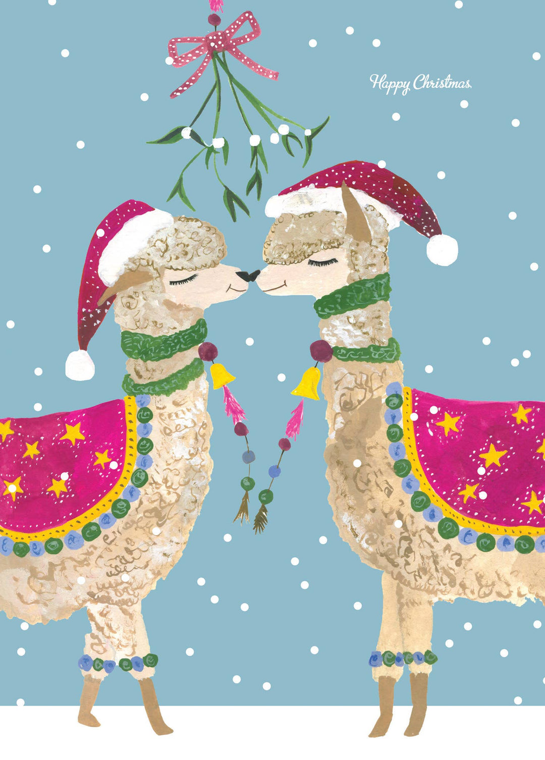 'Mistletoe Alpacas' Christmas Greetings Card: Nested/Naked