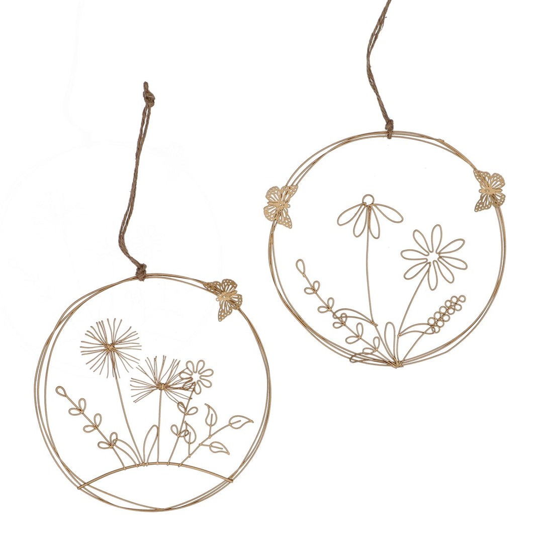 Wire Dec 15cm - Gold Flower Disc, 2as