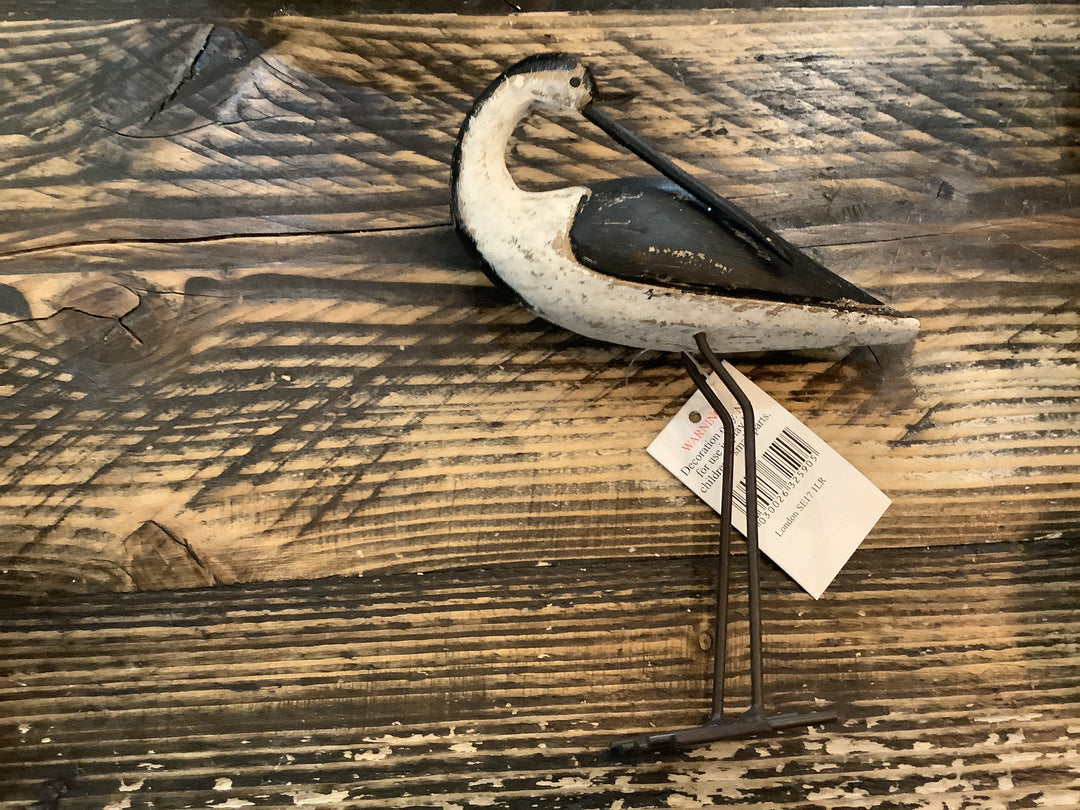 Rustic Wood Avocet Bird Orn