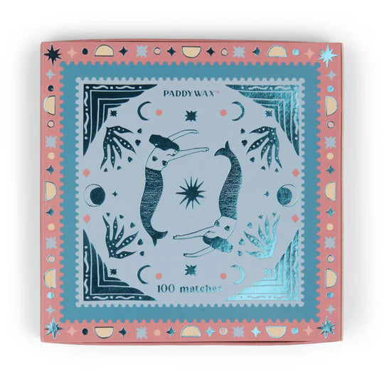 Jumbo Boxed Matches W/ Foil Accents 100 Matches W/ Lt Blue Tips - Mermaids