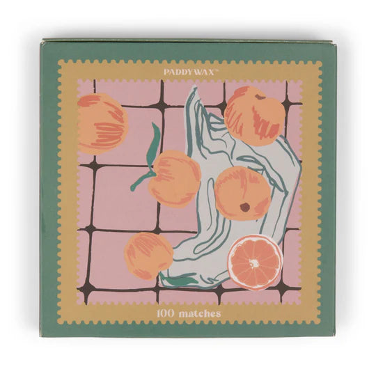 Jumbo Boxed Matches w/ Foil Accents, 100 Matches w/ Green Tips - Oranges