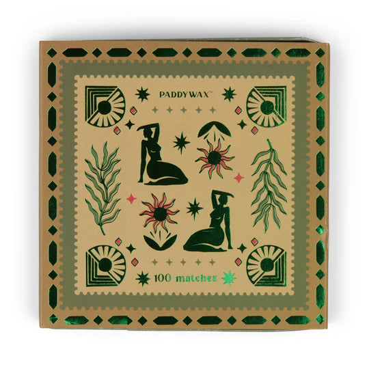 Jumbo Boxed Matches w/ Foil Accents, 100 Matches w/ Green Tips - Femme