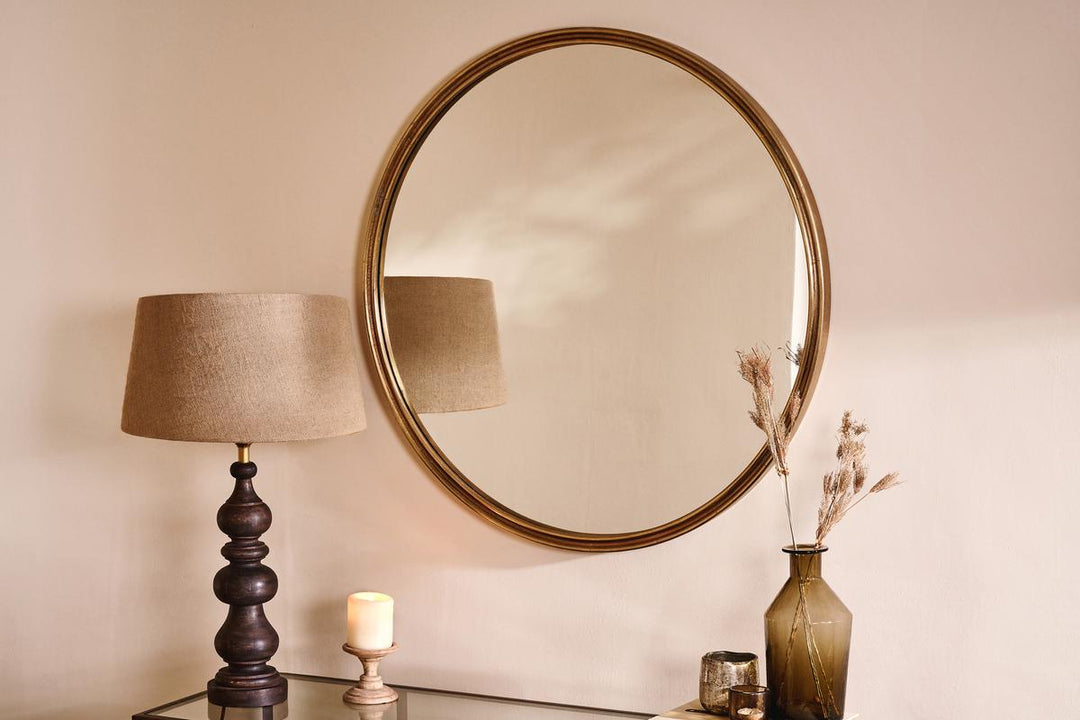 Almora Round Mirror - Antique Brass - Large