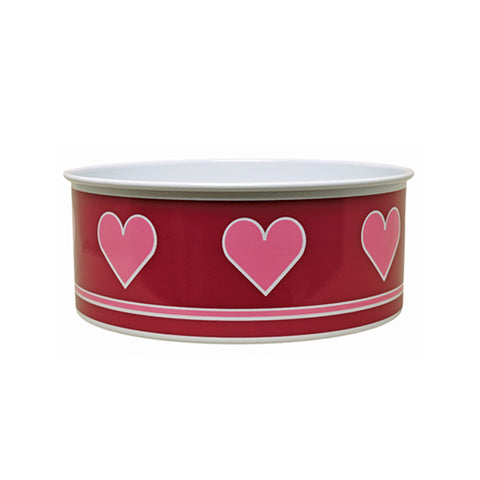 Raspberry Heart Medium Dog Bowl