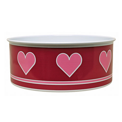 Raspberry Heart Large Dog Bowl