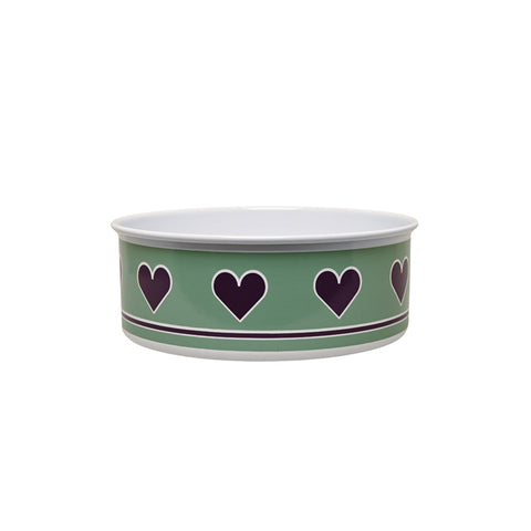 Turquoise Heart Small Dog Bowl