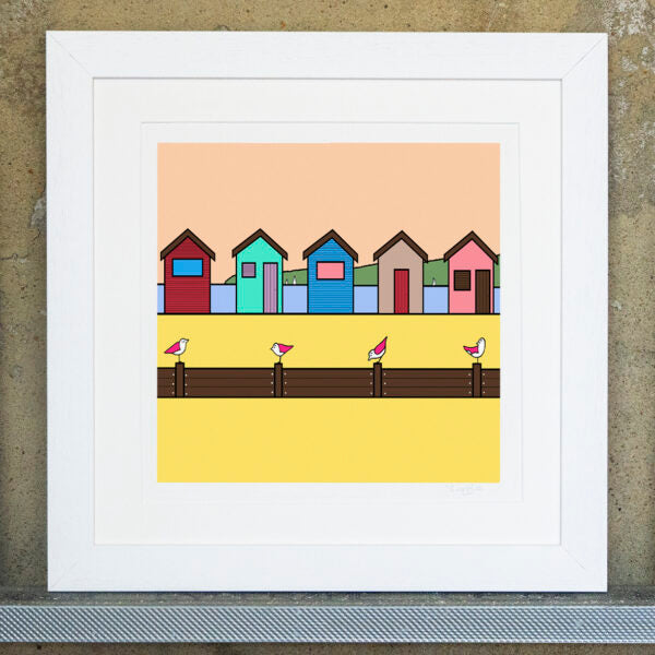 Print, Mount & Bag (12" Square) Signed Limited Edition - 'Beach Hut Parade'
