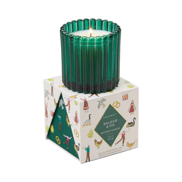 Christmas 4.5oz/127g Ribbed Glass Candle - Green - Balsam Fir