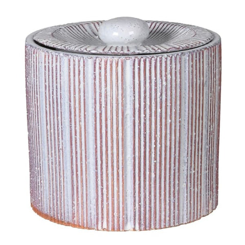 Large Red and White Striped Jar