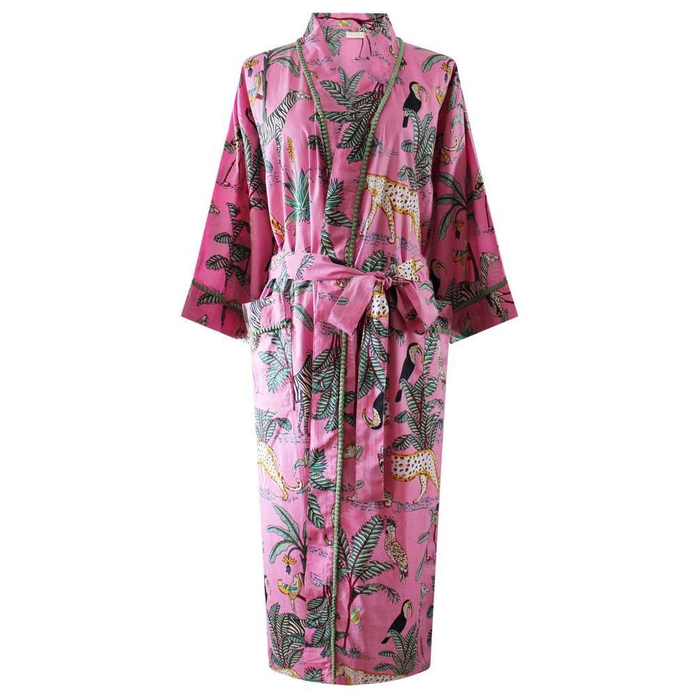 Pink Safari Print Dressing Gown