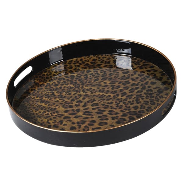 Round Leopard Tray