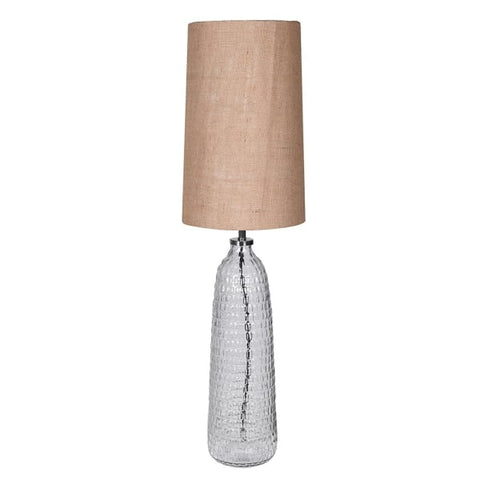 Ridged Clear Glass Lamp with Jute Shade
