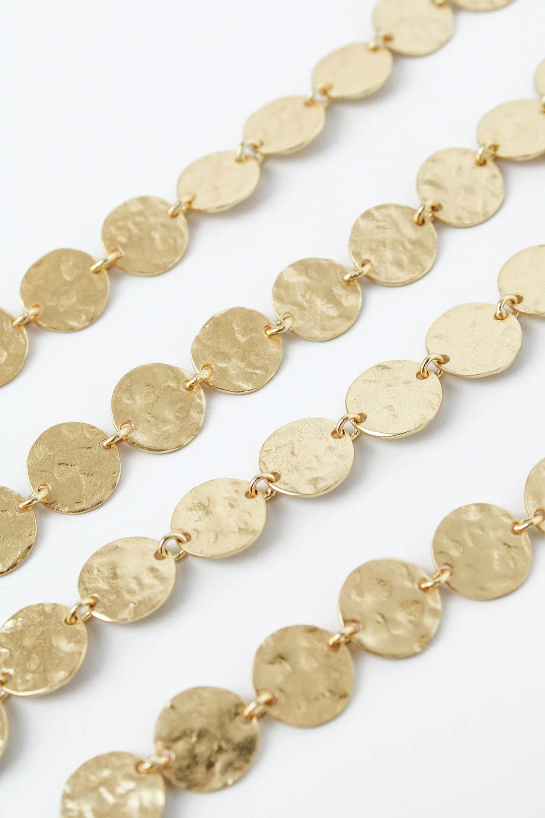 LONG GOLD HAMMERED DISC NECKLACE