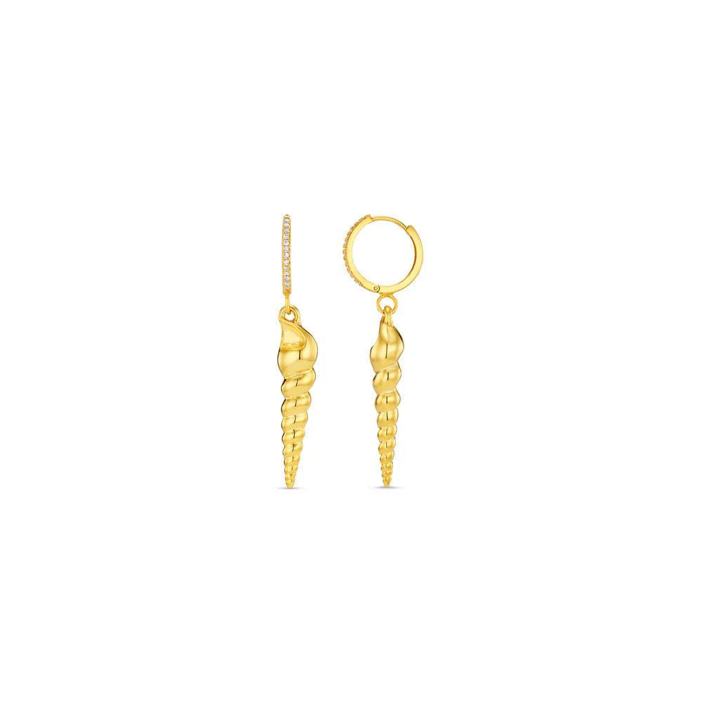 18k Gold Plated Spiral Shell Pavé Hoops