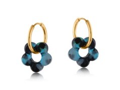 HISPANIA METAL AND RESIN FLORAL EARRINGS - Colour:Blue Black