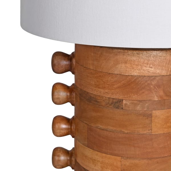 Bobble Edge Mango Wood Table Lamp with Cotton Shade