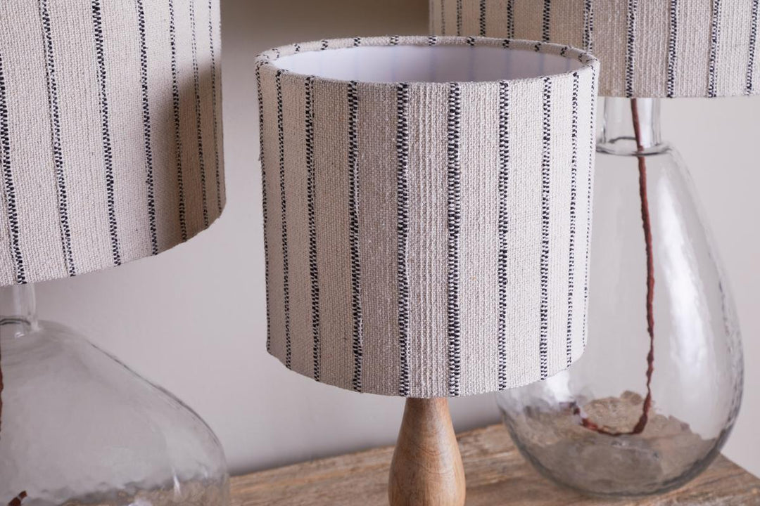 Sanja Cotton Stripe Lampshade - Off White & Grey - Small