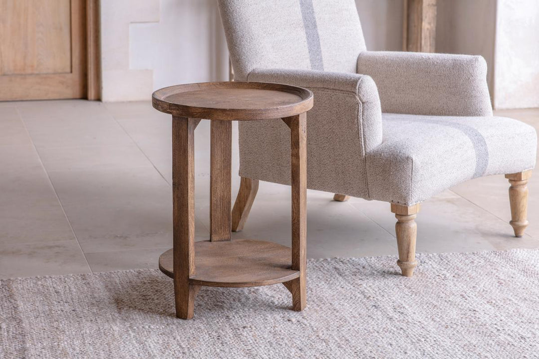 Triveni Mango Wood Side Table - Walnut