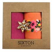 Cantaloupe floral & Tokyo bright pink sock box duo