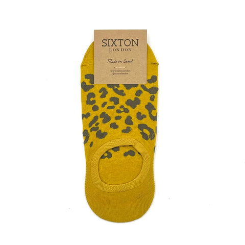 Leopard trainer socks Mustard